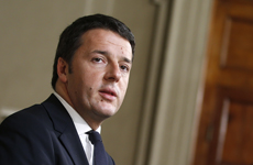 Leader of Democratic party Matteo Renzi talks to reporters at the end of the consultations with Italian President Giorgio Napolitano at the Quirinale Palace in Rome
