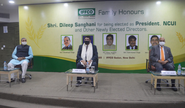 IFFCO felicitates Sanghani; MD urges Sah Bharati & NCUI to work together