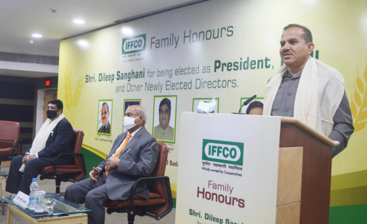 IFFCO felicitates Sanghani; MD urges Sah Bharati & NCUI to work together