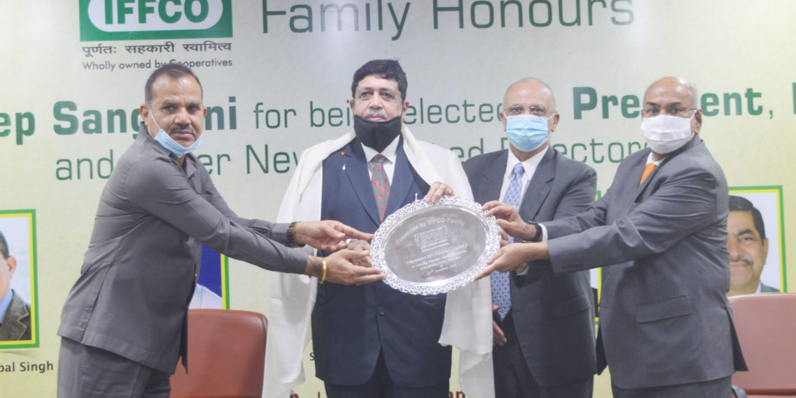 IFFCO felicitates Sanghani; MD urges Sah Bharati & NCUI to work together