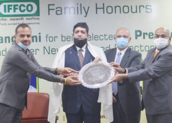 IFFCO felicitates Sanghani; MD urges Sah Bharati & NCUI to work together