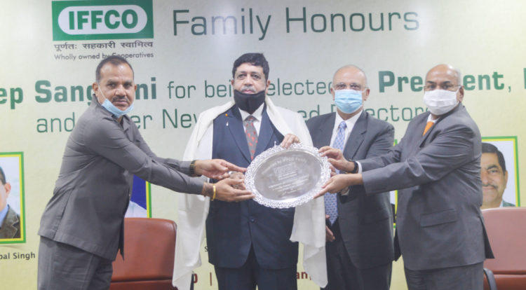 IFFCO felicitates Sanghani; MD urges Sah Bharati & NCUI to work together