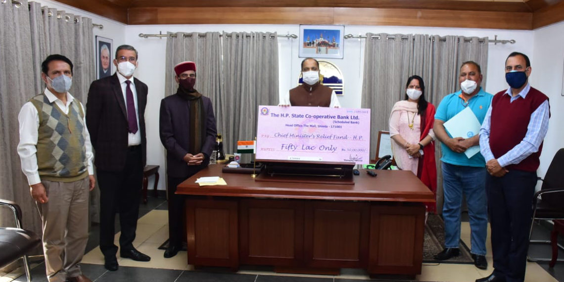 HP State Co-op Bank donates Rs 80 lacs to fight Covid