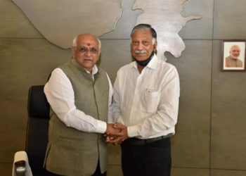 Amin greets Gujarat’s newly appointed CM