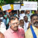 Employees of Tiruchi State Primary Co-op Bank protest