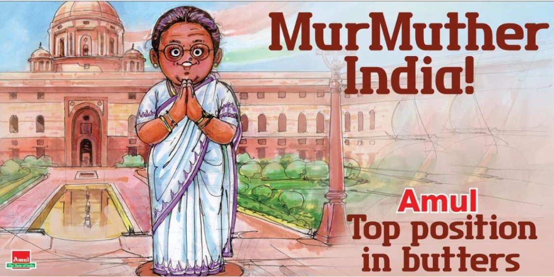 Amul girl welcomes Mrs Murmu in her own style!