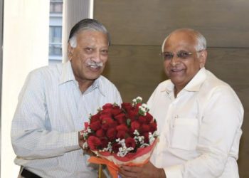 Amin greets Bhupendra ; wishes him for 2nd term as CM