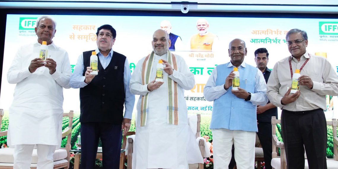 Shah dedicates Nano DAP to country in presence of Sanghani & Awasthi