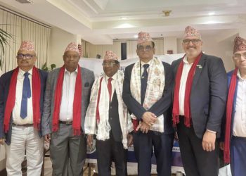 Sah Bharati greets Bhima on his re-election