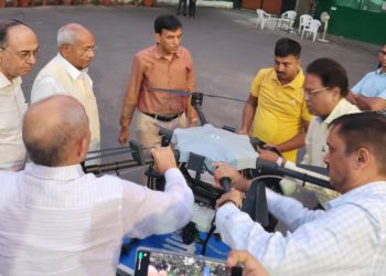 Mandaviya inspects IFFCO Kisan Drone arrangements