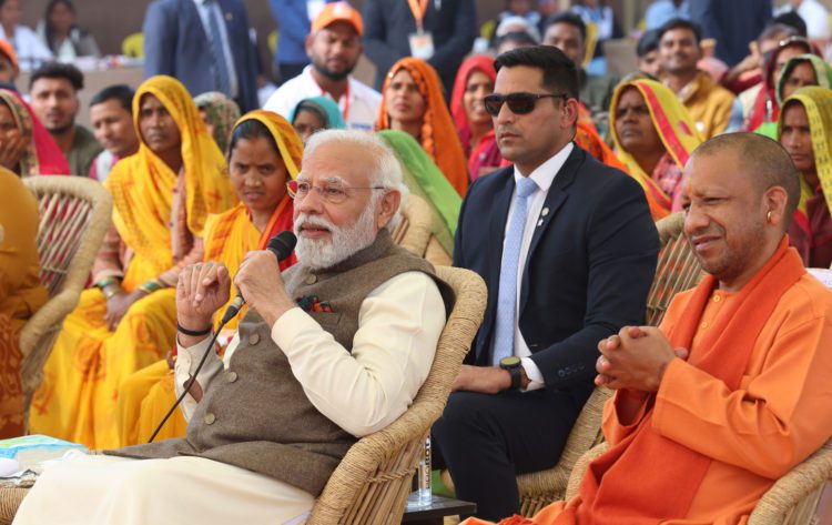 PM visits IFFCO stall in Varanasi; talks on Nano urea & NaMo Drones