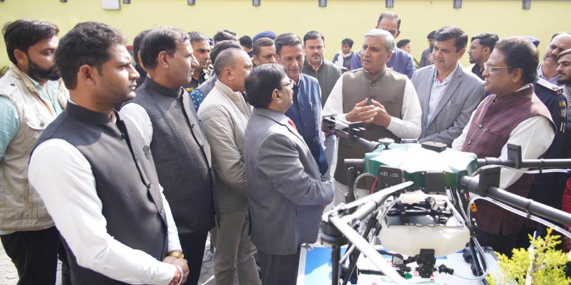 Haryana Minister at IFFCO Drone Distribution Program