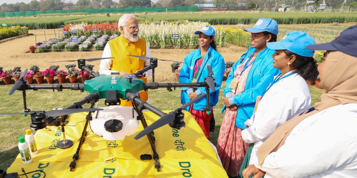 PM applauds Nari Shakti while IFFCO trained Drone Didi’s expertise wow him