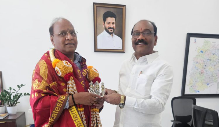 Founder Chairman of Tirumala CUB meets Telangana CM’s PS