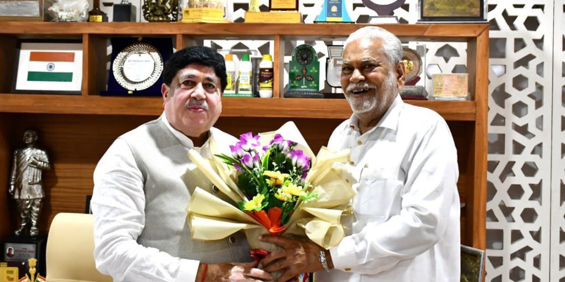 Sanghani welcomes Rupala to GUJCOMASOL headquarters