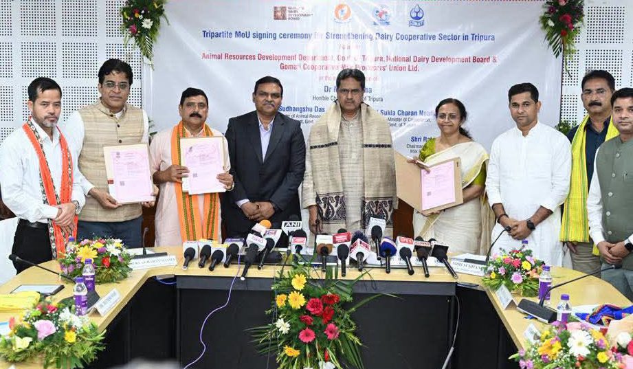 Tripura, NDDB sign MoU for Co-op Dairy Development in CM’s presence